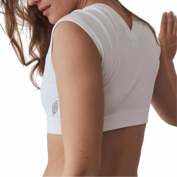 NWT Free People Movement Mainstream Baby Tee Bra in White - Picture 6 of 9